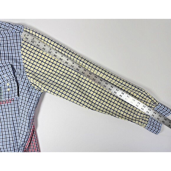Brooks Brothers Mens XL Patchwork Check Button Down Shirt Multicolor Gingham - Picture 12 of 16